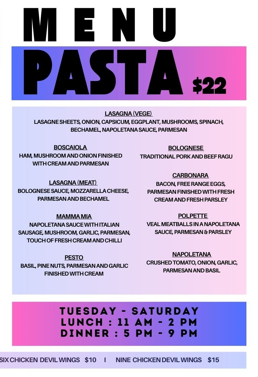 Food & Drinks Menu